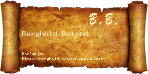 Berghold Botond névjegykártya